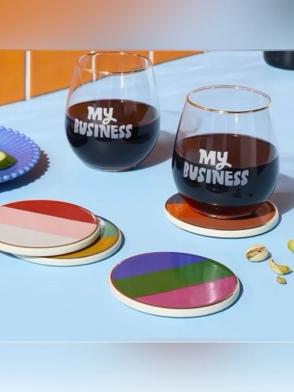 Tabitha Brown Stemless Wine Glasses with 